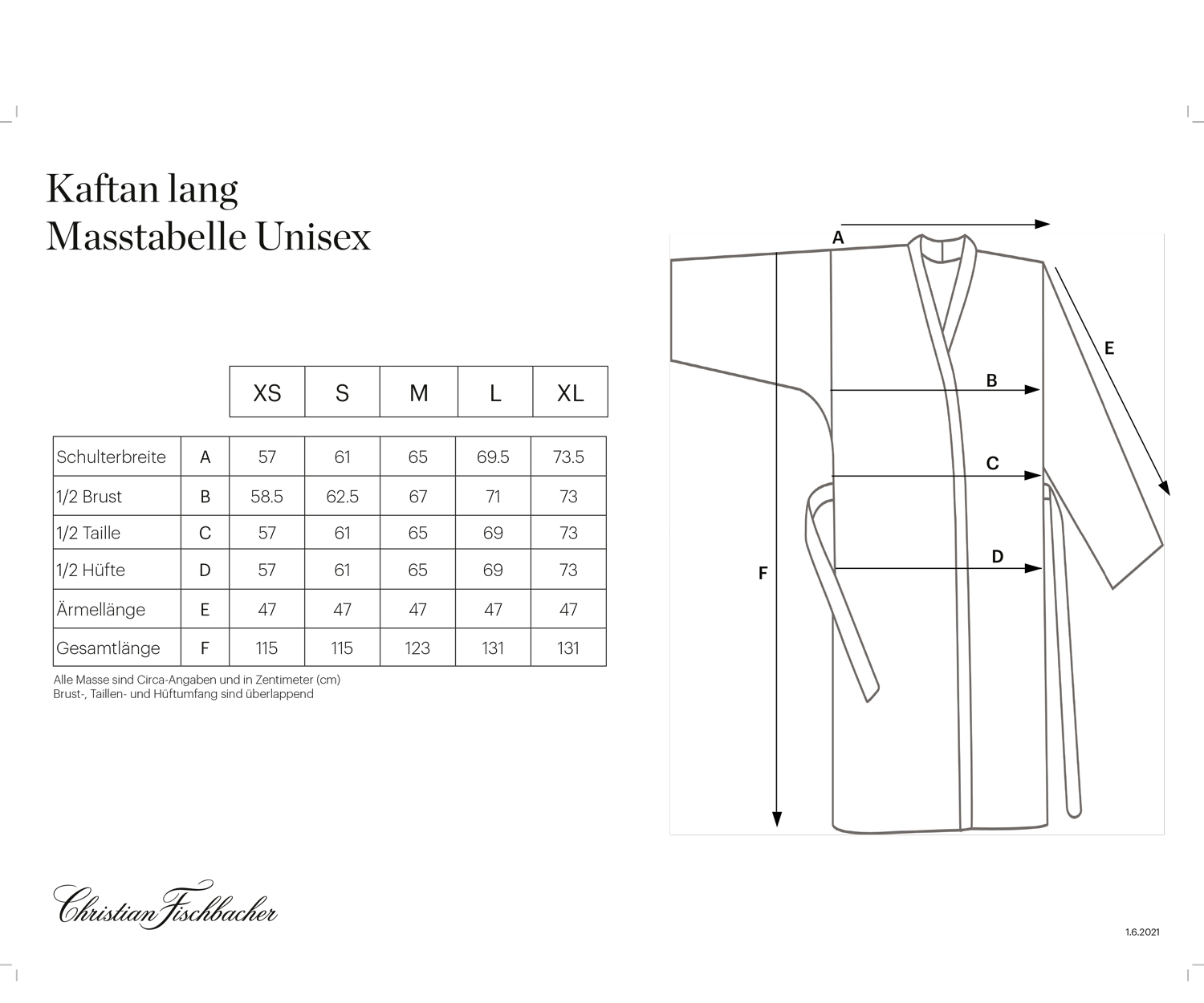 Masstabelle_Kimono Maßtabelle