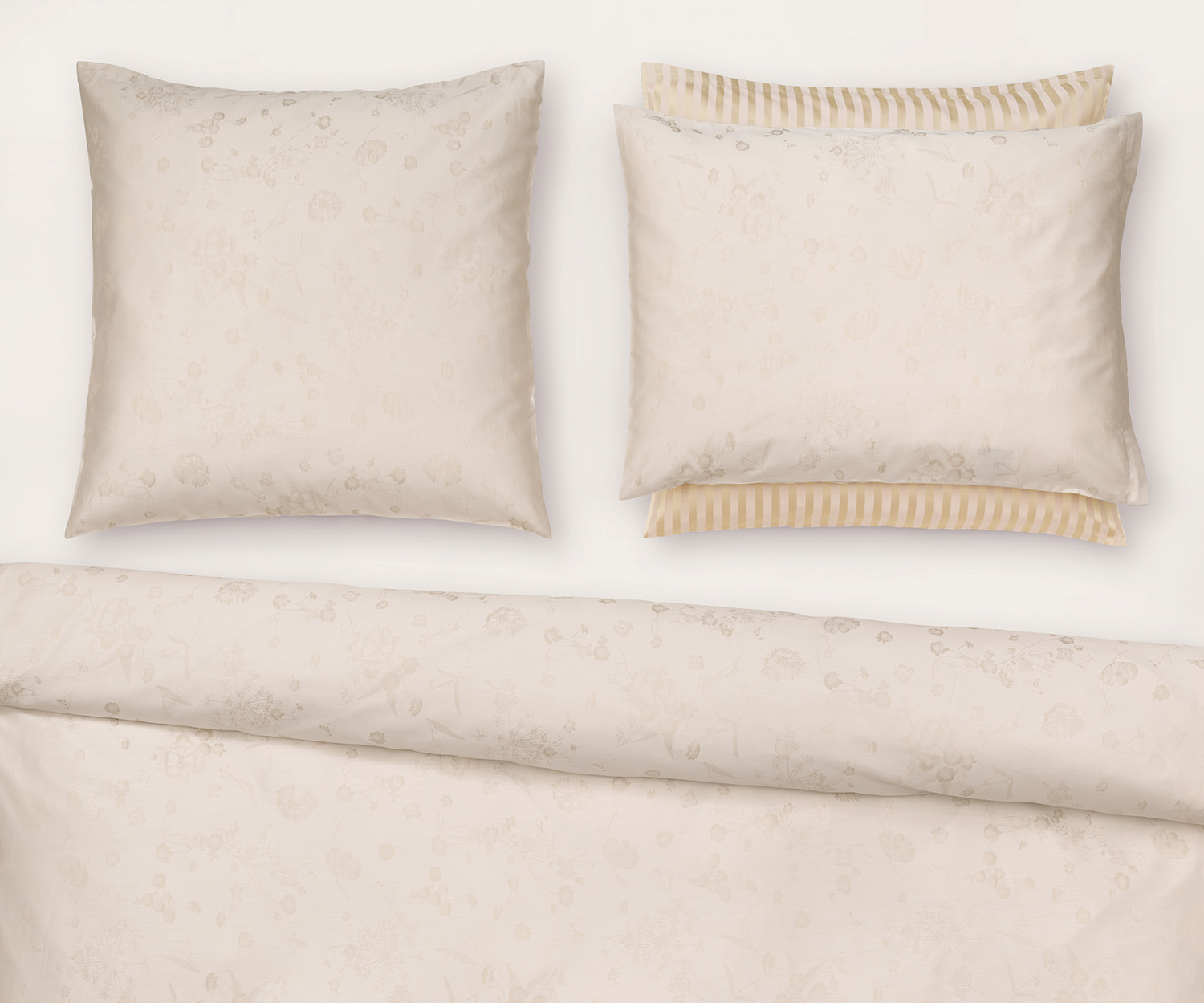 Fischbacher Bettwäsche JACQUARD FIORI PASTELLO col. E28.207 ivory