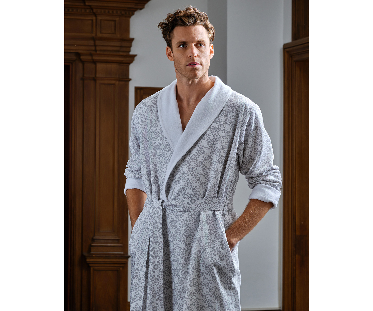 Fischbacher ARCADIA Bademantel - Satin/Frottier