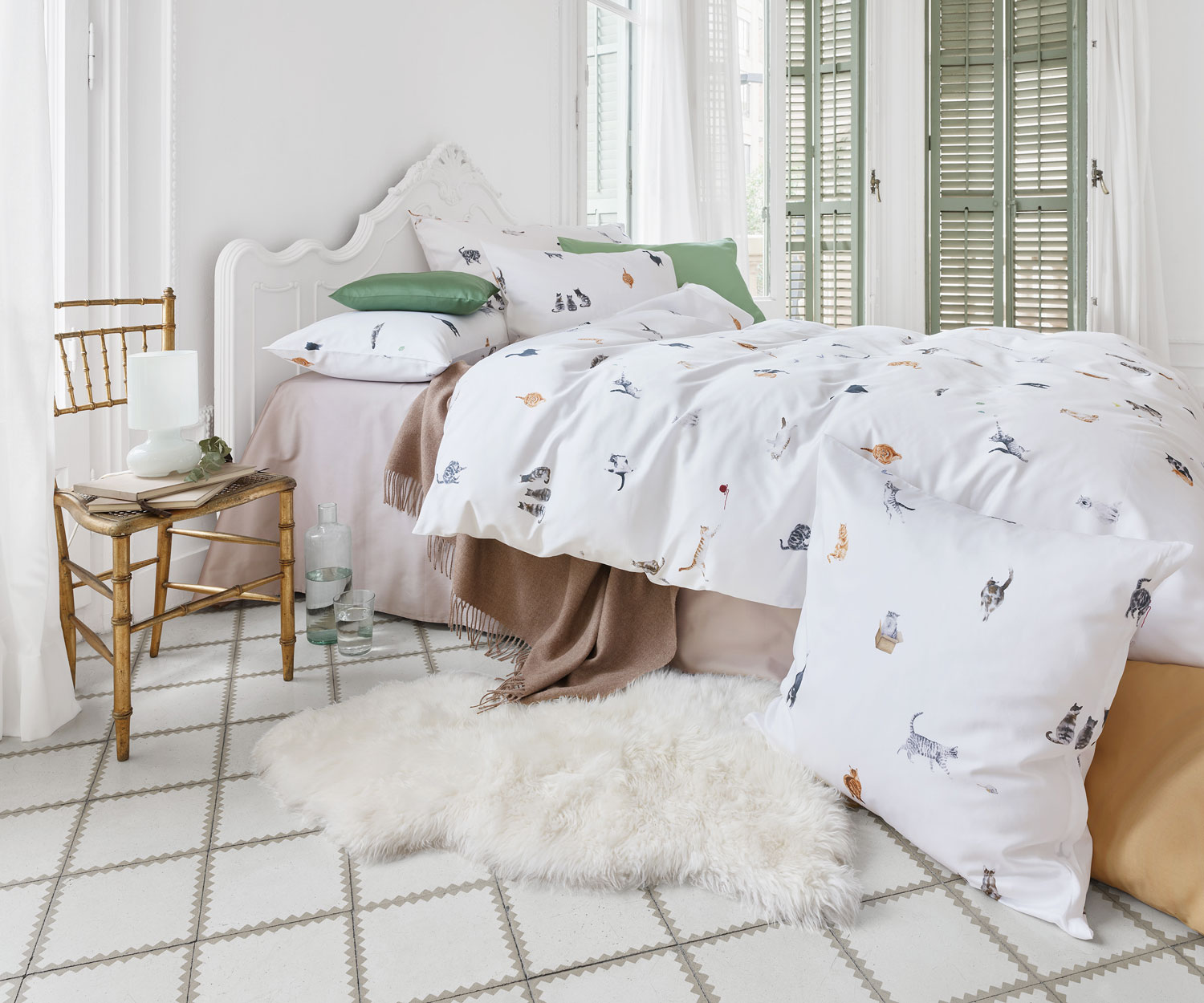 Schlossberg_Bettwa-sche-Lifestyle_MINOU-blanc Bettbezug MINOU von Schlossberg mit weißem Fond