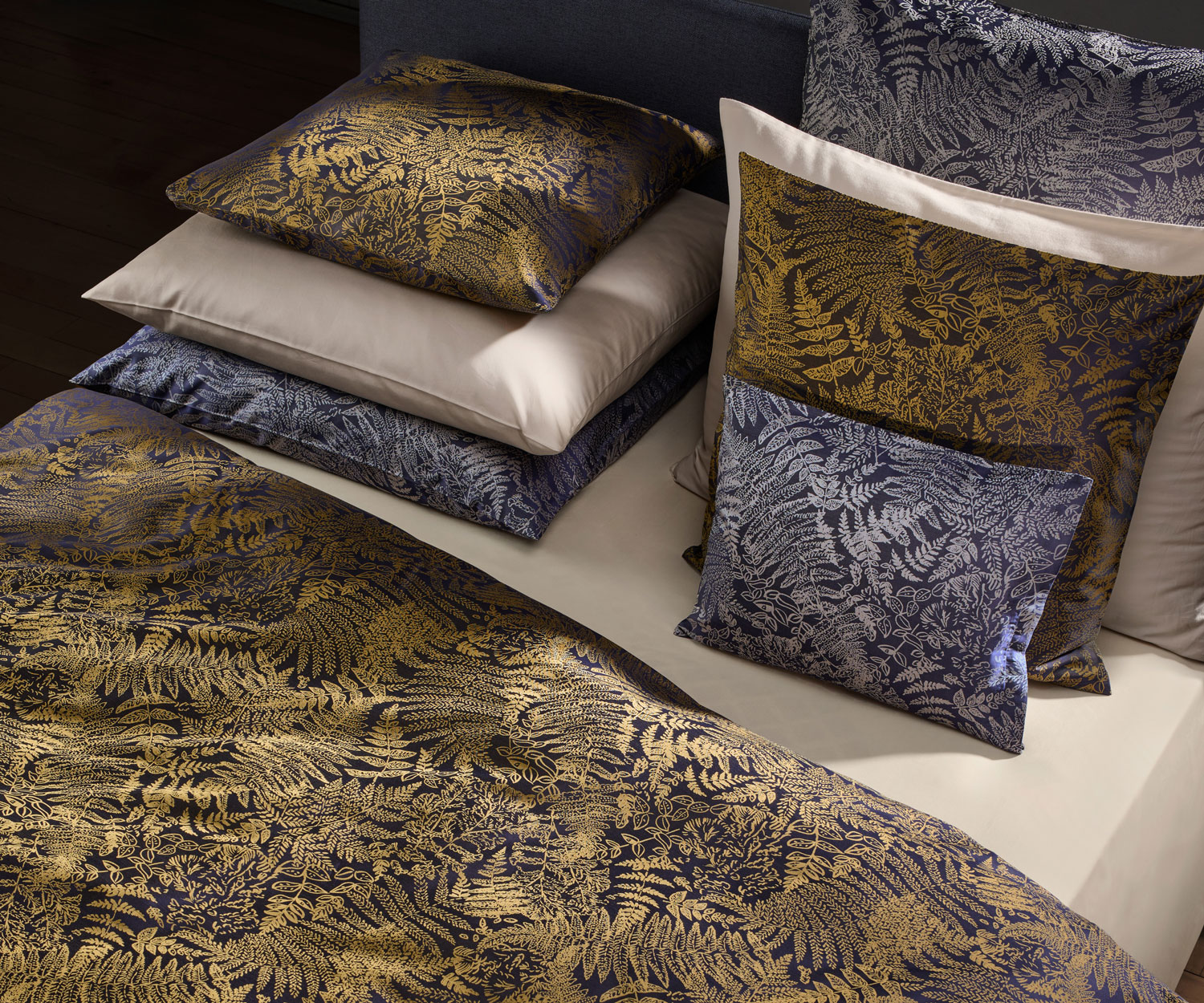 Fischbacher Bettwäsche Farn E50 col. 363 gold Jacquard