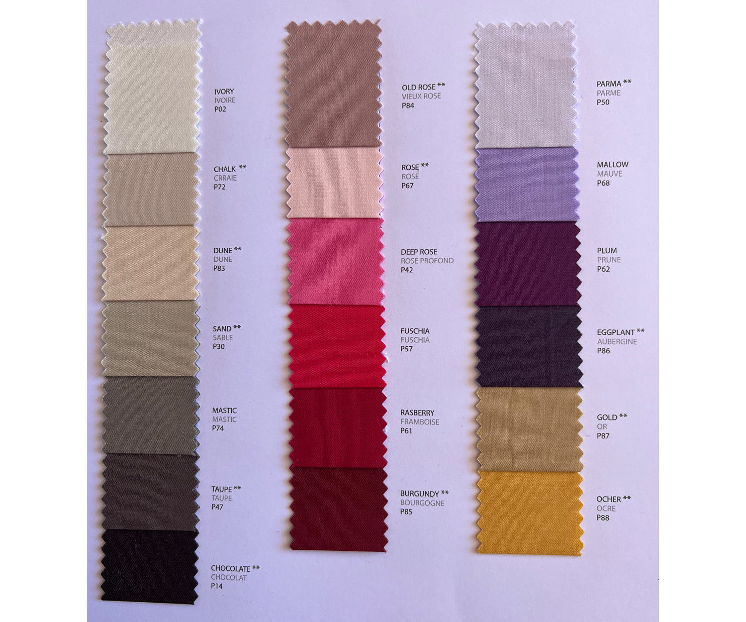 Aigredoux Farbpalette Perkal