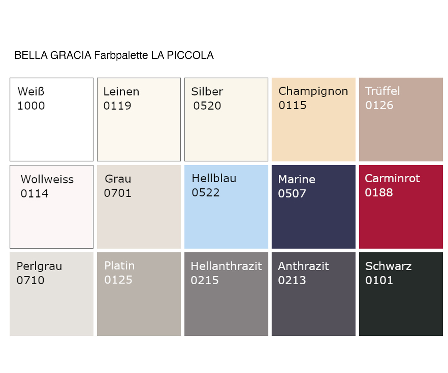 BELLA GRACIA La Piccola Farbkarte