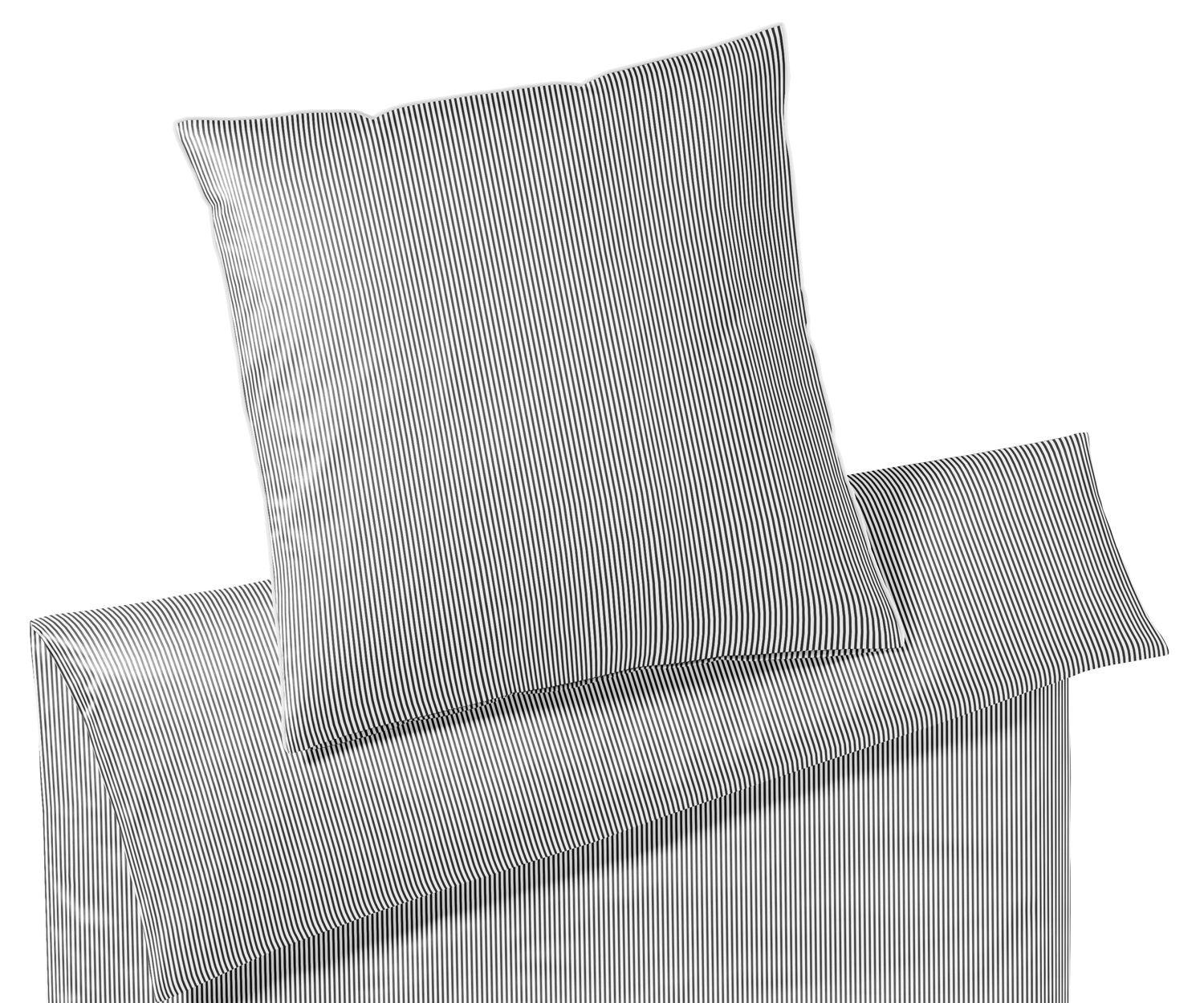 Elegante Hamburger Streifen Bettwäsche 2460-90 grau-weiss