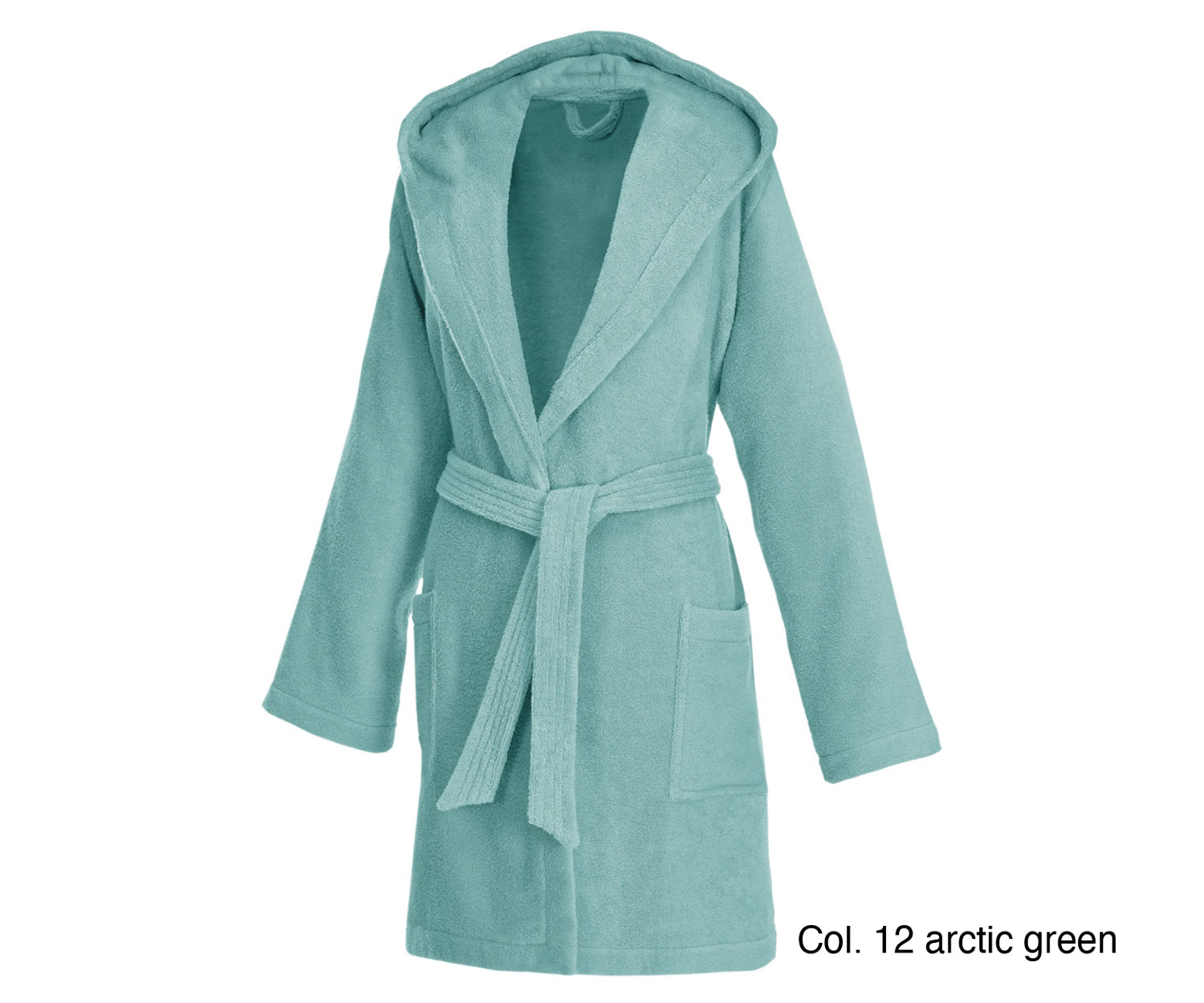 Weseta Bademantel kurz mit Kapuze col. 12 arctic green