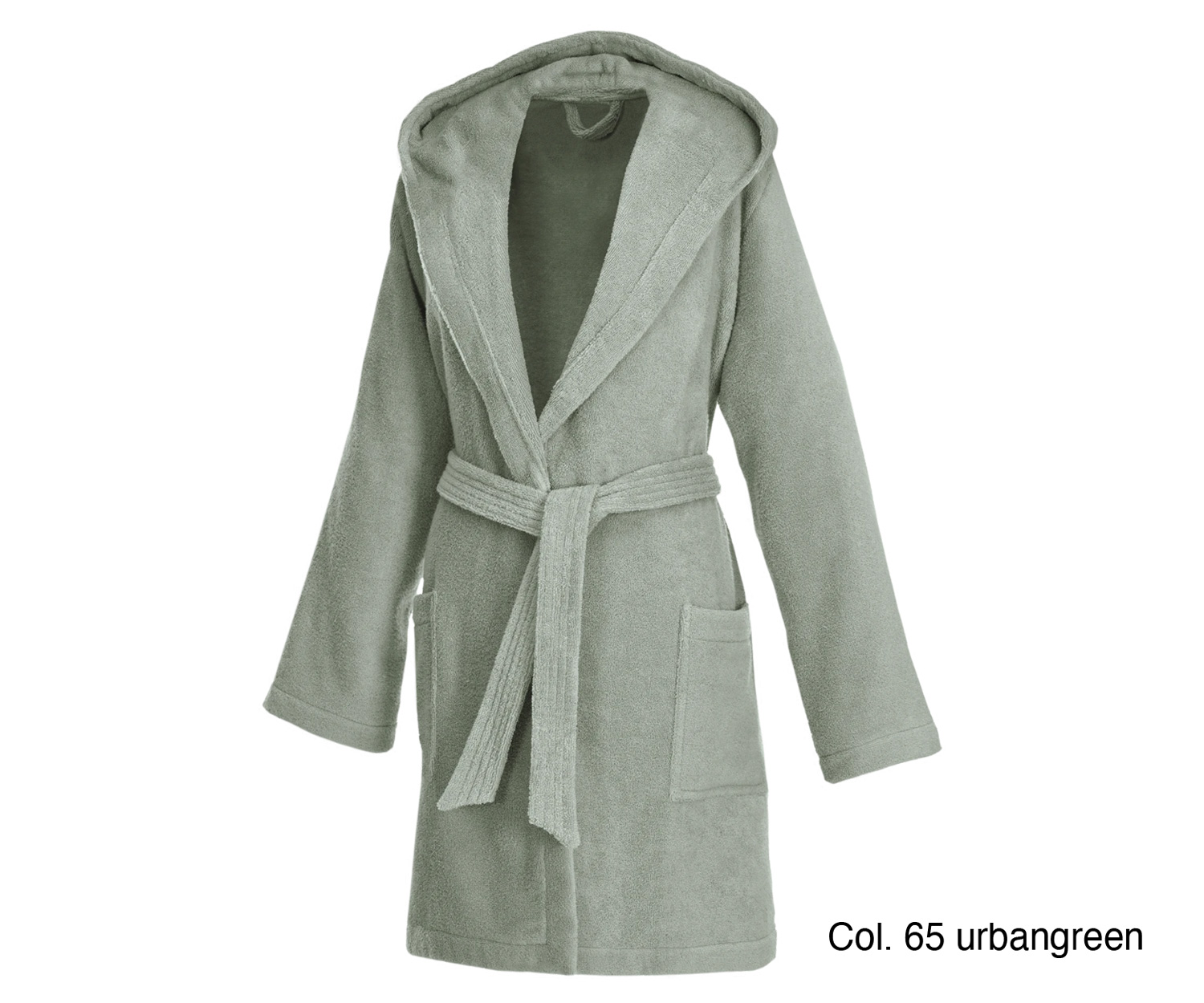Weseta Bademantel kurz mit Kapuze col. 65 urbangreen