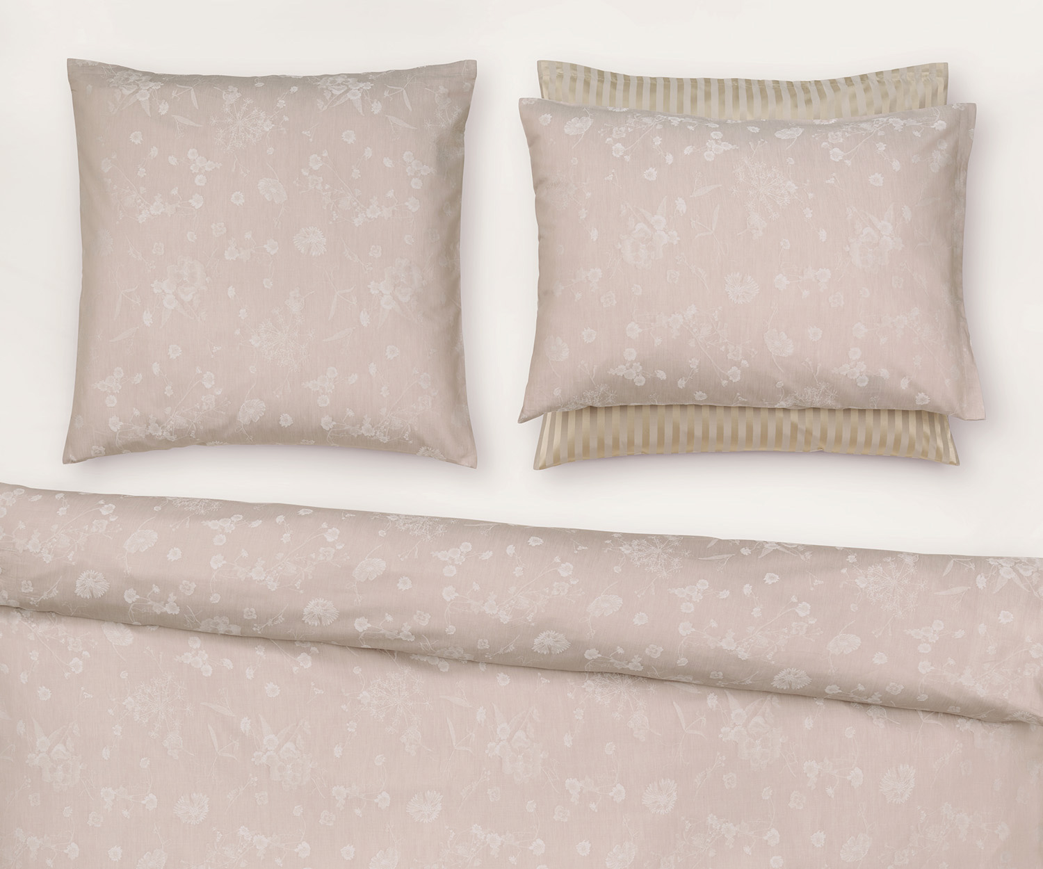 Fischbacher Bettwäsche JACQUARD FIORI PASTELLO col. E48.132 Muschelrosa