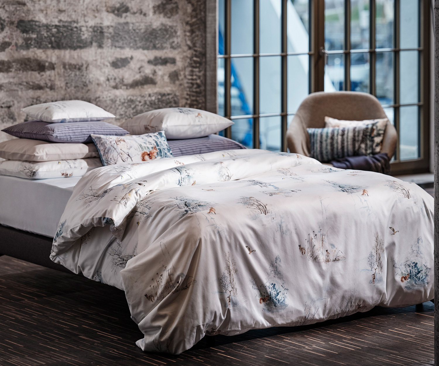 Christian Fischbacher Bettwäsche Finja – Schweizer Satin mit winterlichem Design