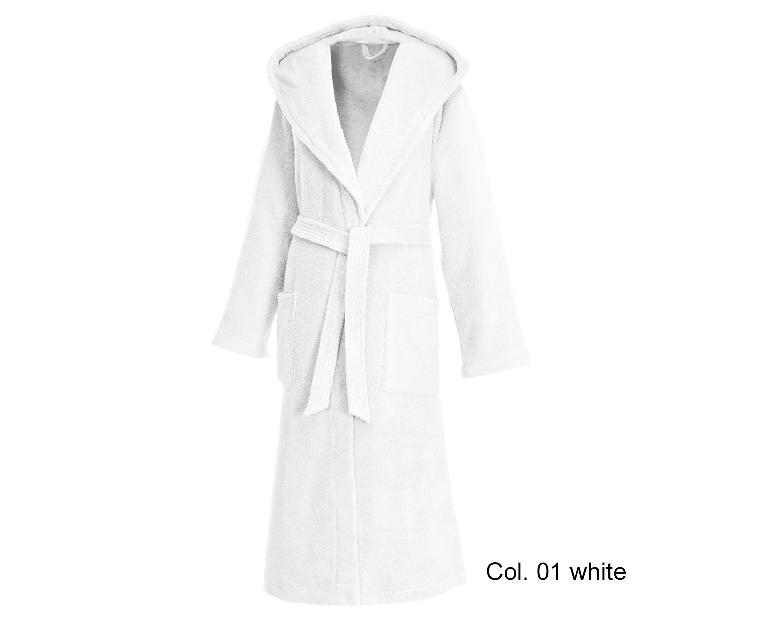 Weseta Bademantel Klassik mit Kapuze col. 01 white/weiss